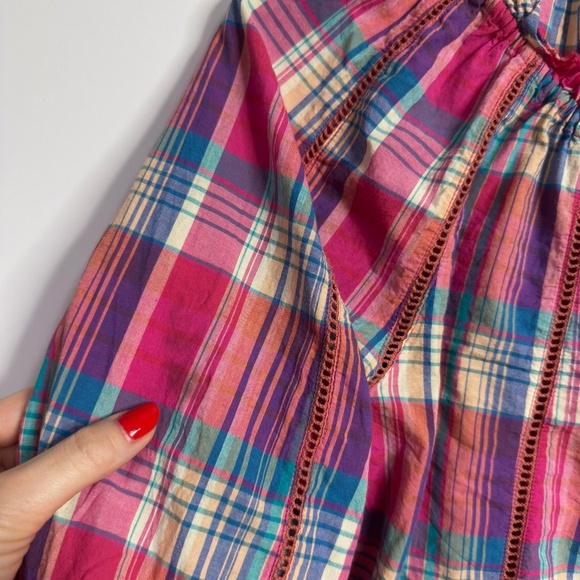 SUNDANCE Plaid Peasant Top - Picture 5 of 9